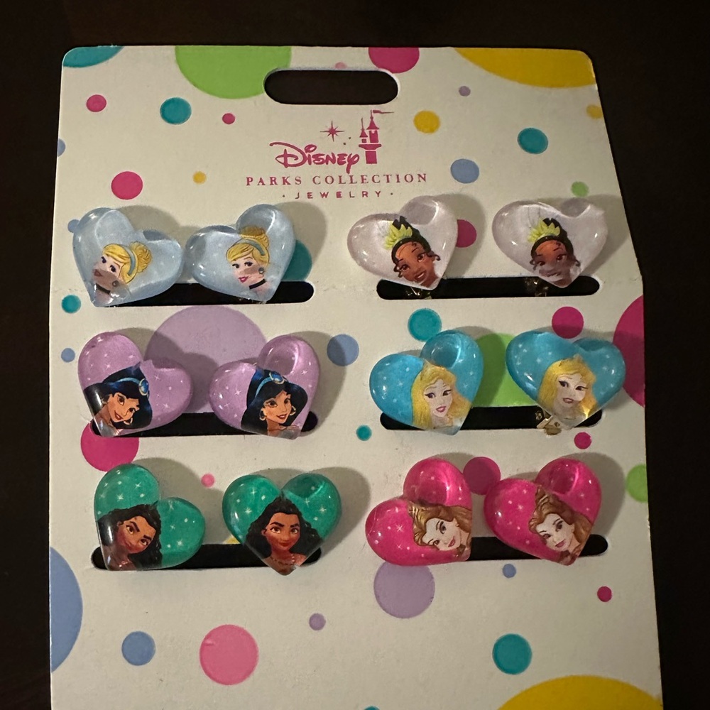 Disney Parks Collection Princess Clip on Earrings set of 6